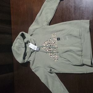 Women's Hoodie size Small. Adidas Green with cheetah/pink writing. Brand new.